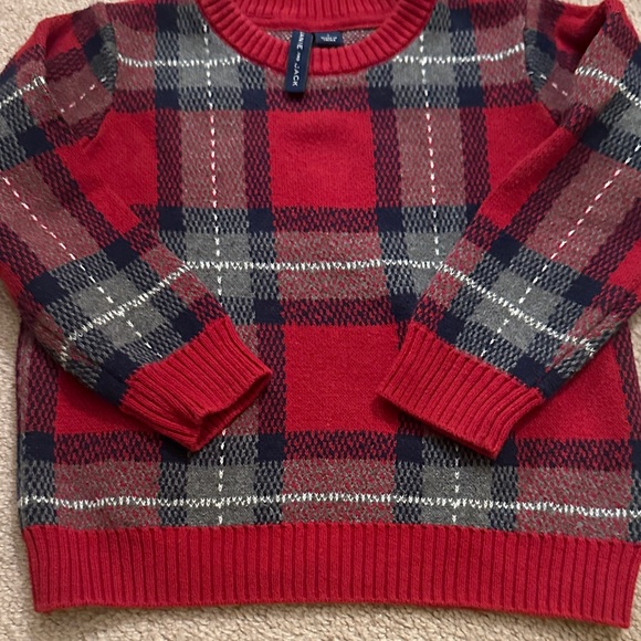Janie and Jack Kids Red Plaid Tartan Sweater - Picture 5 of 7